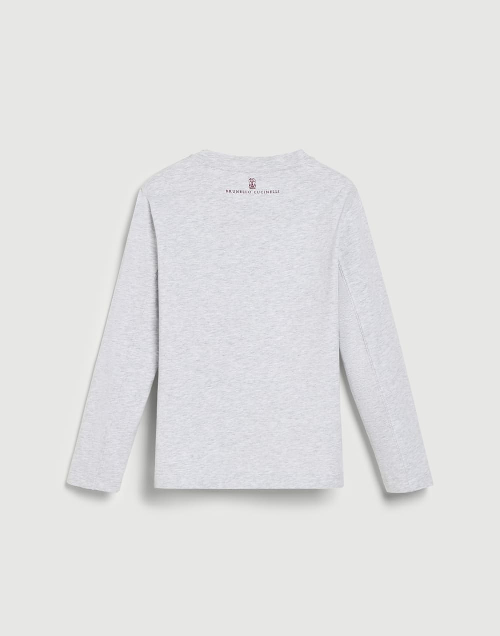 刺繡長袖 T 恤 淺灰色 男童 - Brunello Cucinelli