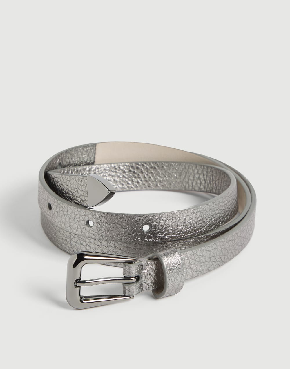 粒面小牛皮腰帶 銀色 女童 - Brunello Cucinelli