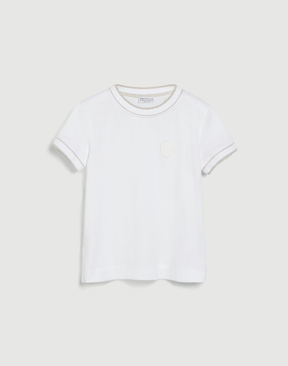 T-shirt in jersey con logo Bianco Bambina - Brunello Cucinelli