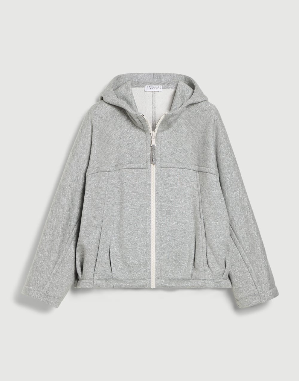 Cotton French terry sweatshirt Silver Girls - Brunello Cucinelli
