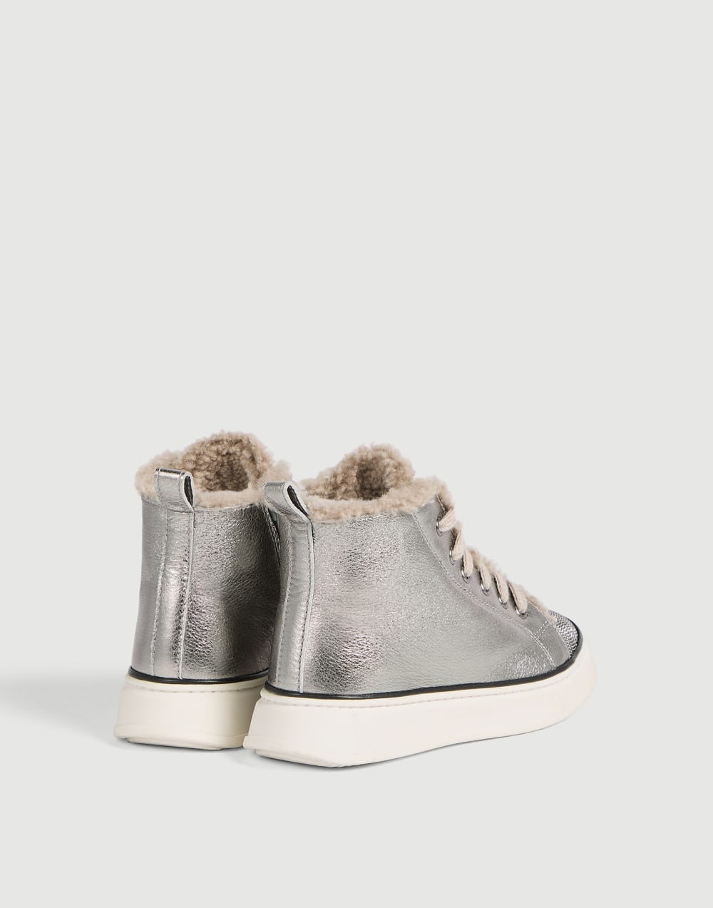 Sneakers in vitello lamé Argento Bambina - Brunello Cucinelli