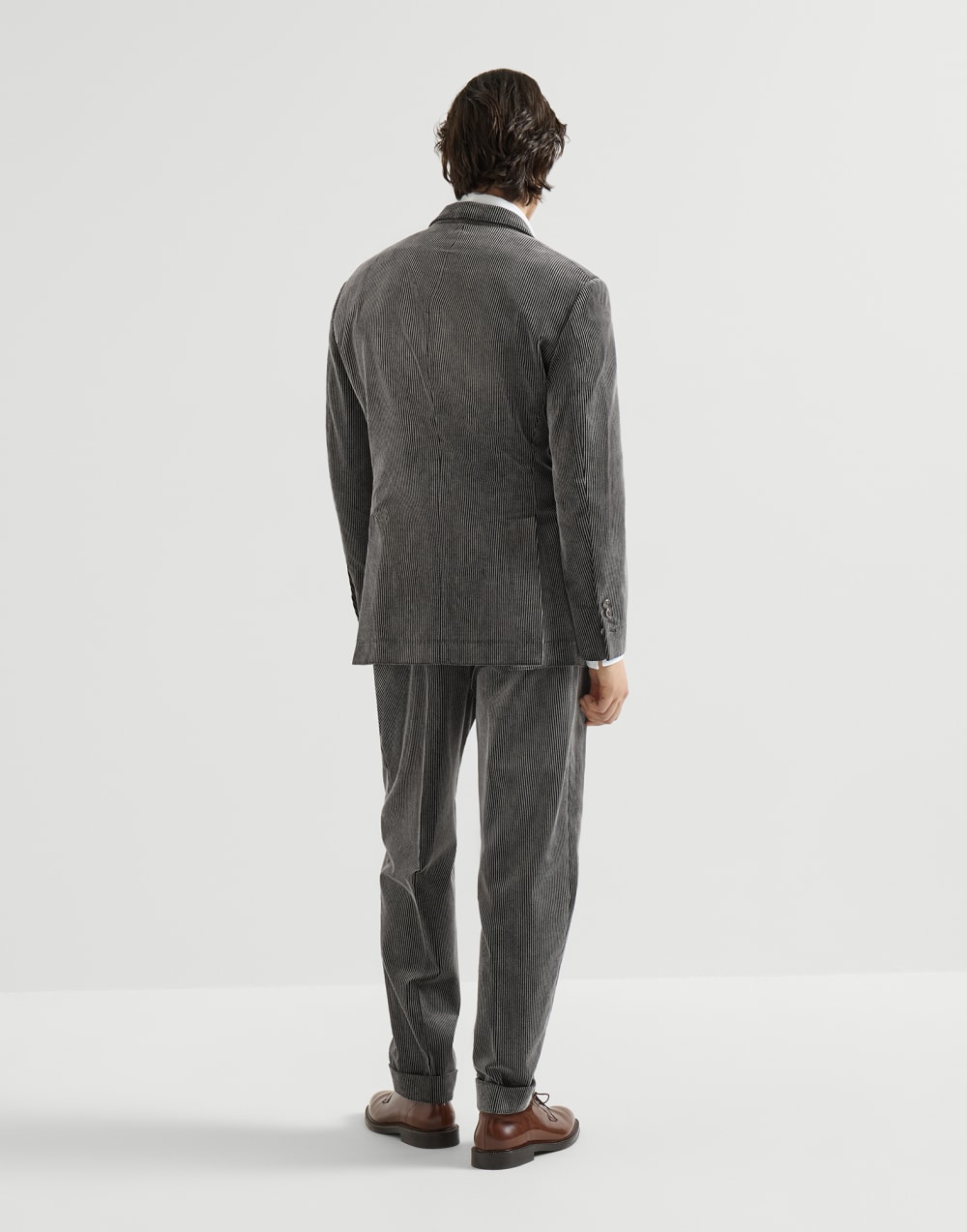 Frosted corduroy suit Grey Man - Brunello Cucinelli