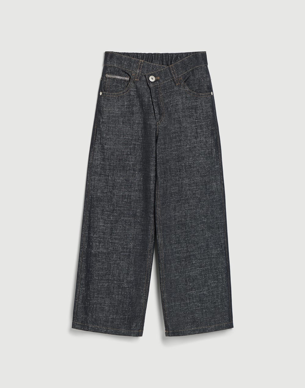 Denim wrap-effect trousers Dark Denim Girls - Brunello Cucinelli