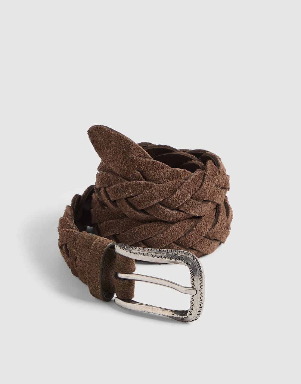 Ceinture tressée en veau retourné Châtaignier Garçon - Brunello Cucinelli