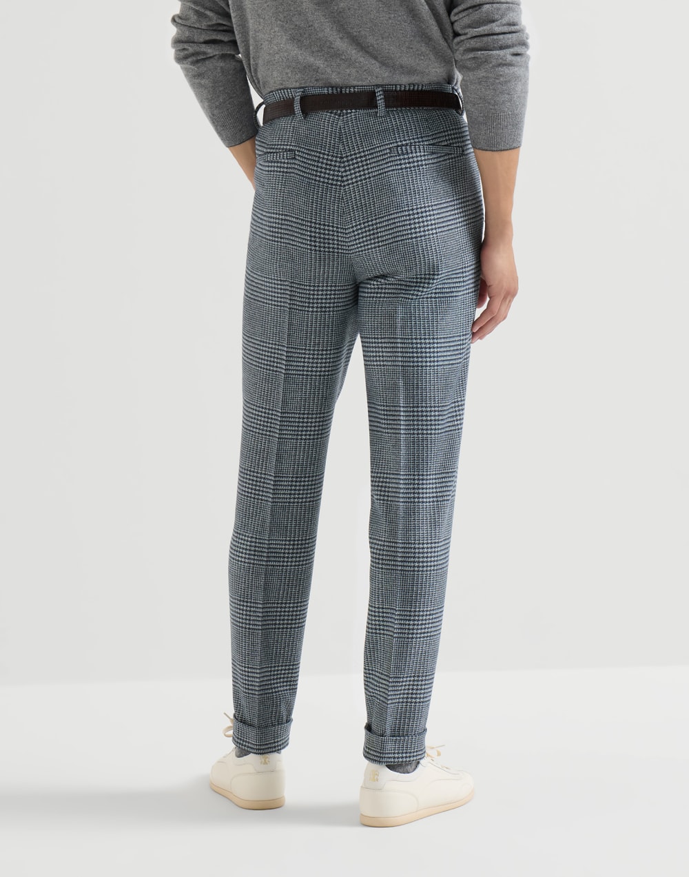 Hose in Prince-of-Wales-Karo Himmelblau Herren - Brunello Cucinelli