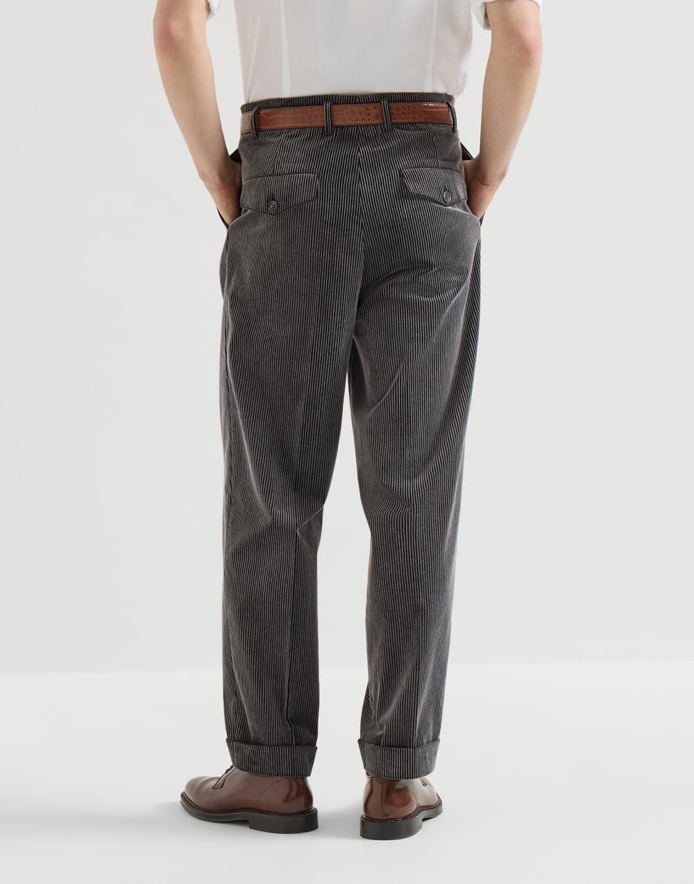 Pantalone in velluto brinato a coste Grigio Uomo - Brunello Cucinelli
