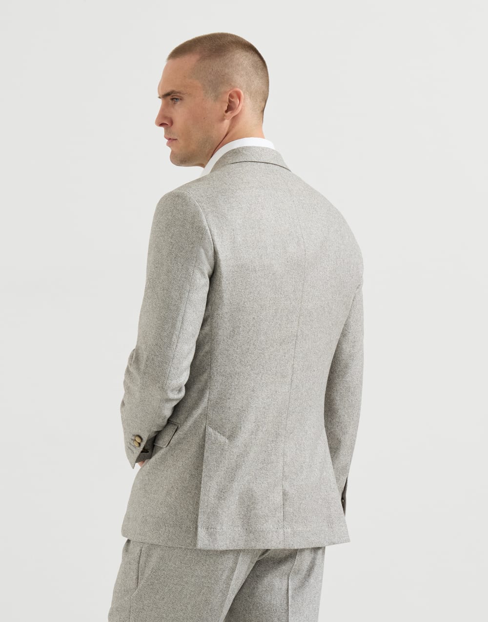 Blazer en tweed de seda y cachemir Gris Lignito Hombre - Brunello Cucinelli