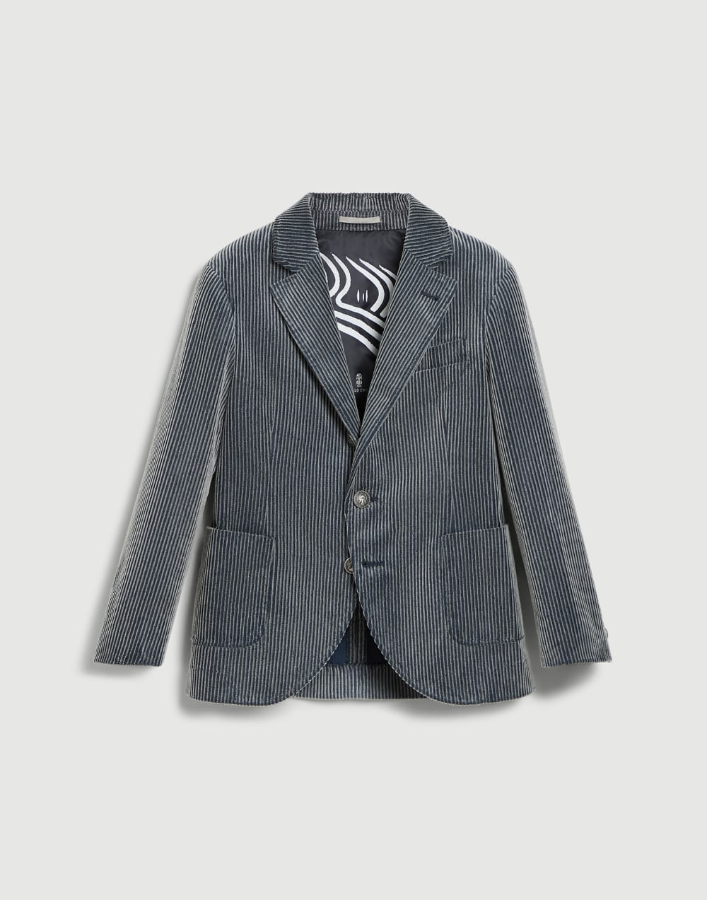 羅紋霜感天鵝絨外套 鈷藍色 男童 - Brunello Cucinelli