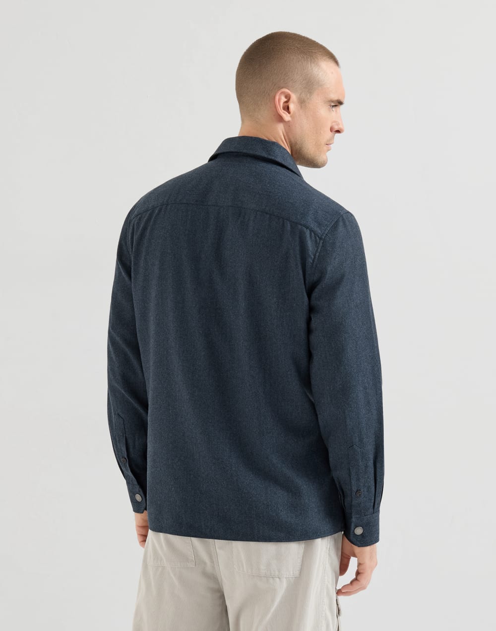 Overshirt with spread collar Denim Man - Brunello Cucinelli
