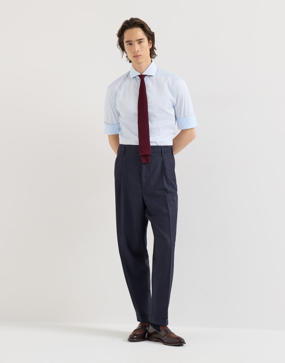 Pantalone in chevron Blu Navy Uomo - Brunello Cucinelli