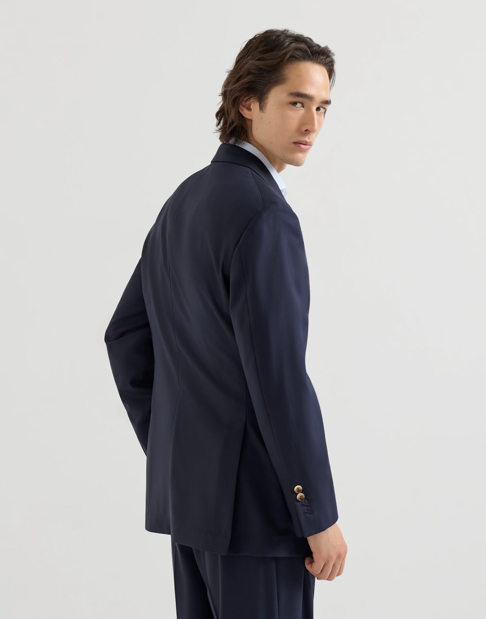Tailor jacket in wool chevron Navy Blue Man - Brunello Cucinelli