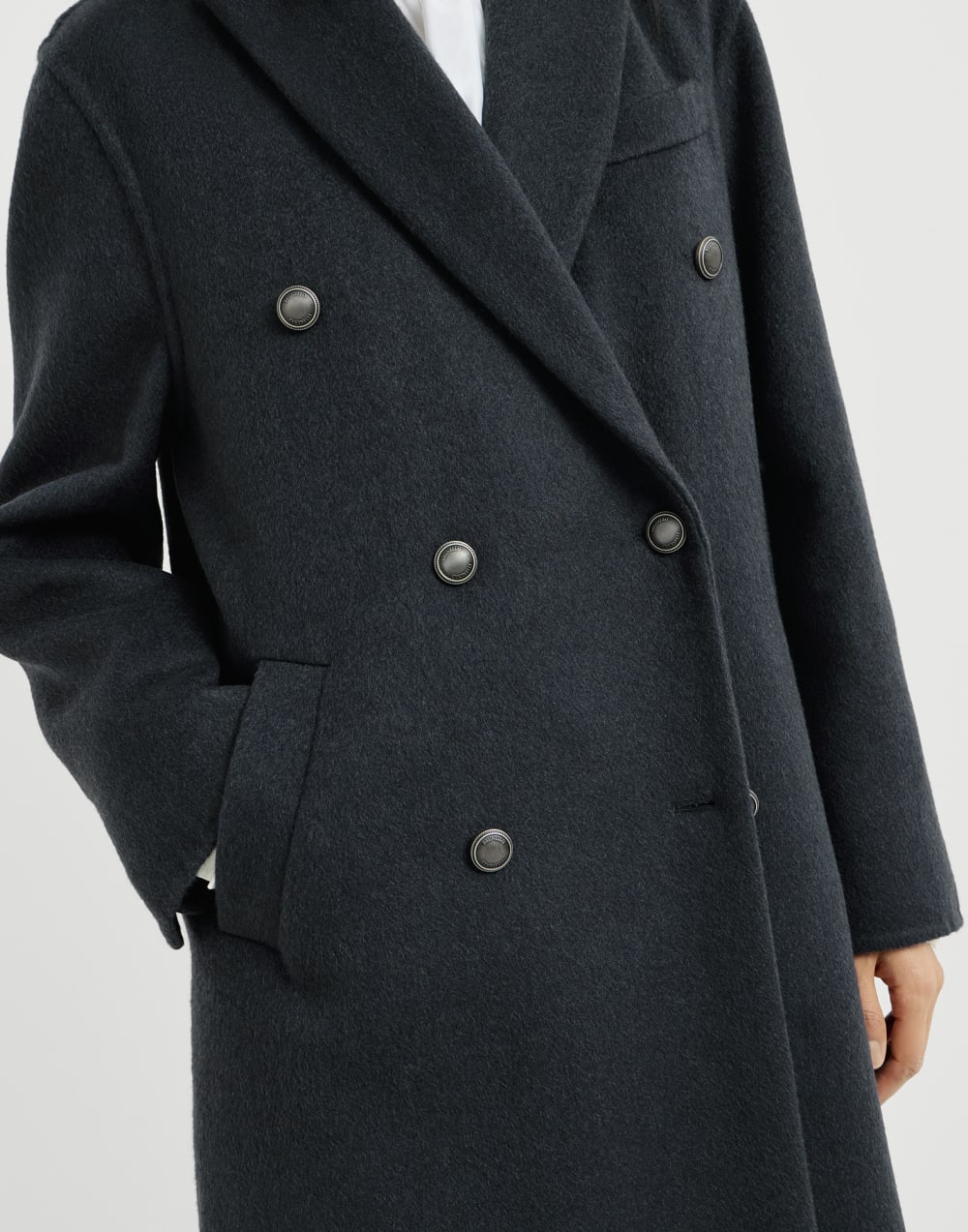 Handgearbeiteter Mantel Blau Damen - Brunello Cucinelli