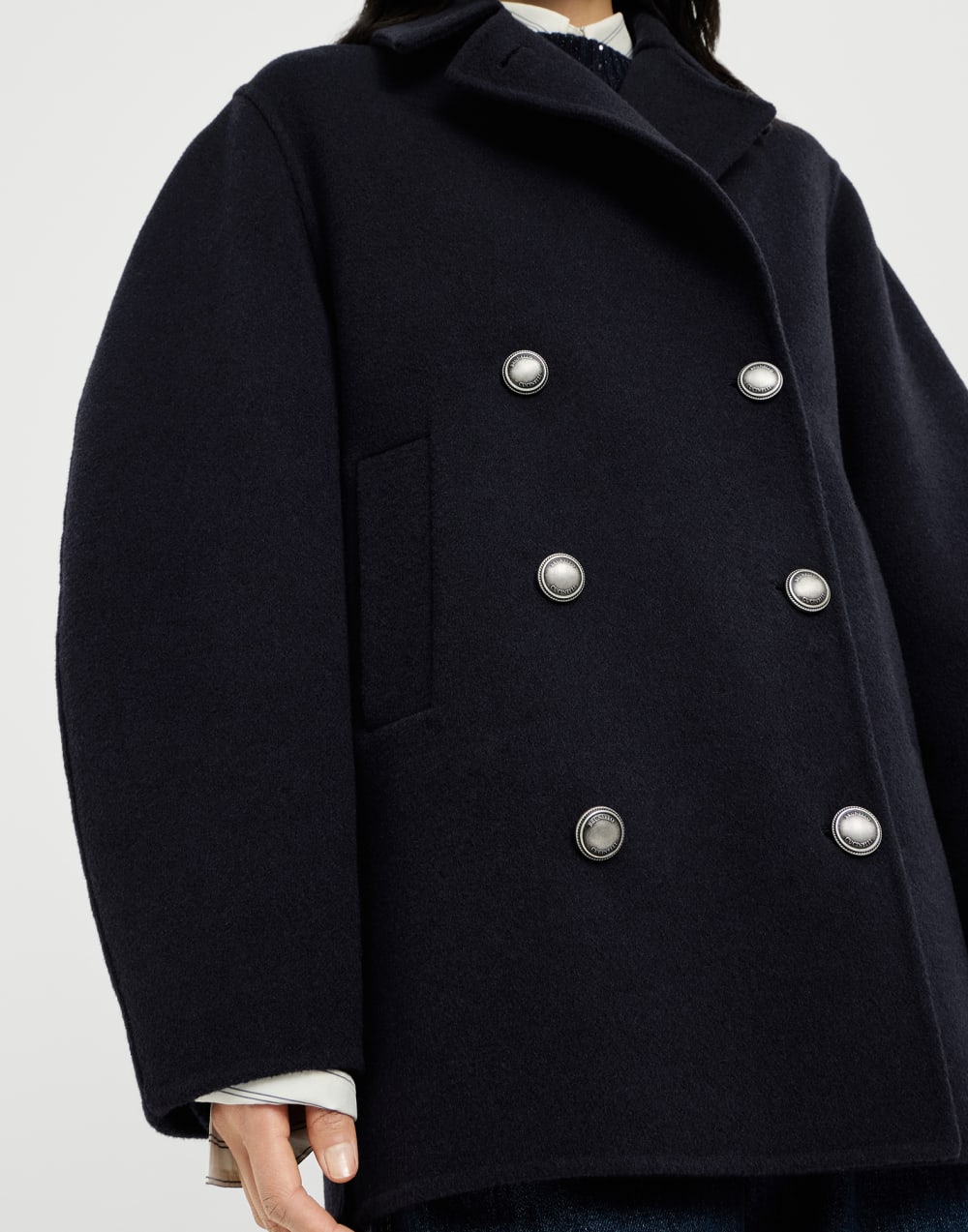 Hand-crafted pea coat Cobalt Woman - Brunello Cucinelli