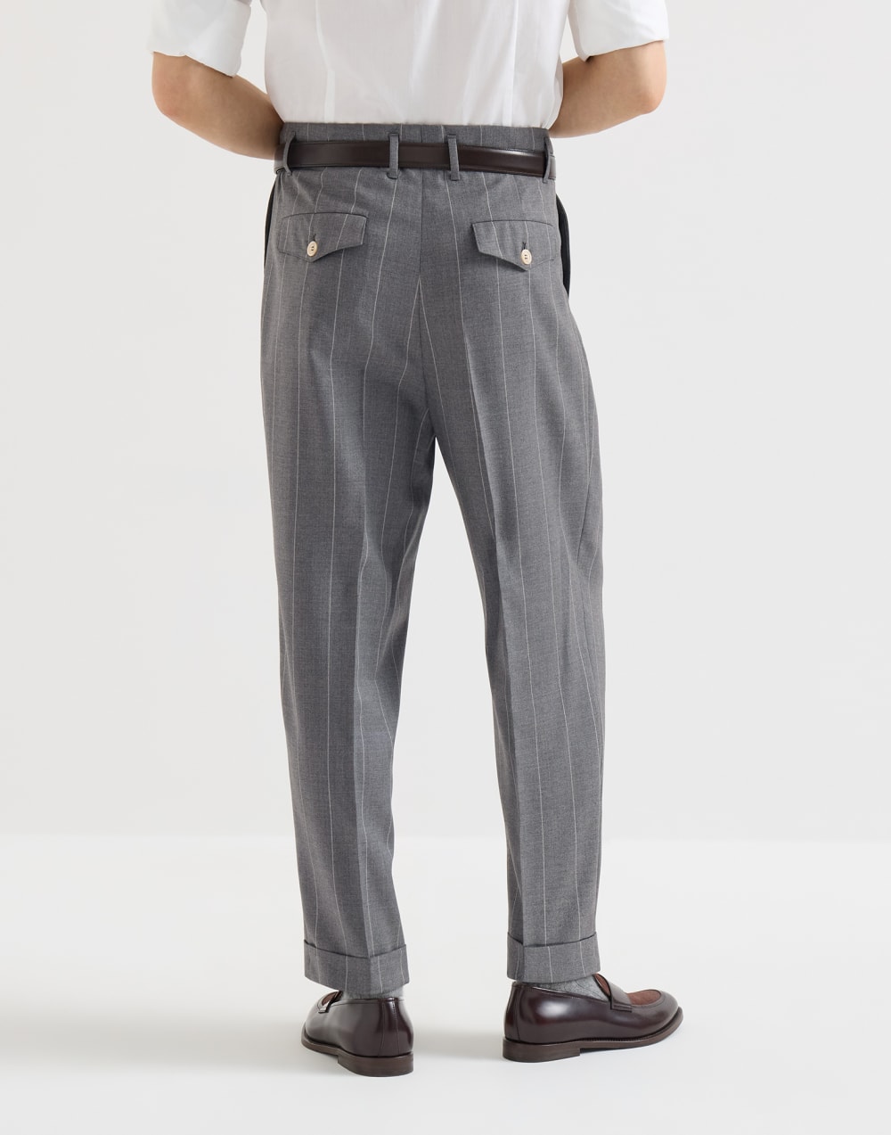 Chalk stripe trousers Medium Grey Man - Brunello Cucinelli