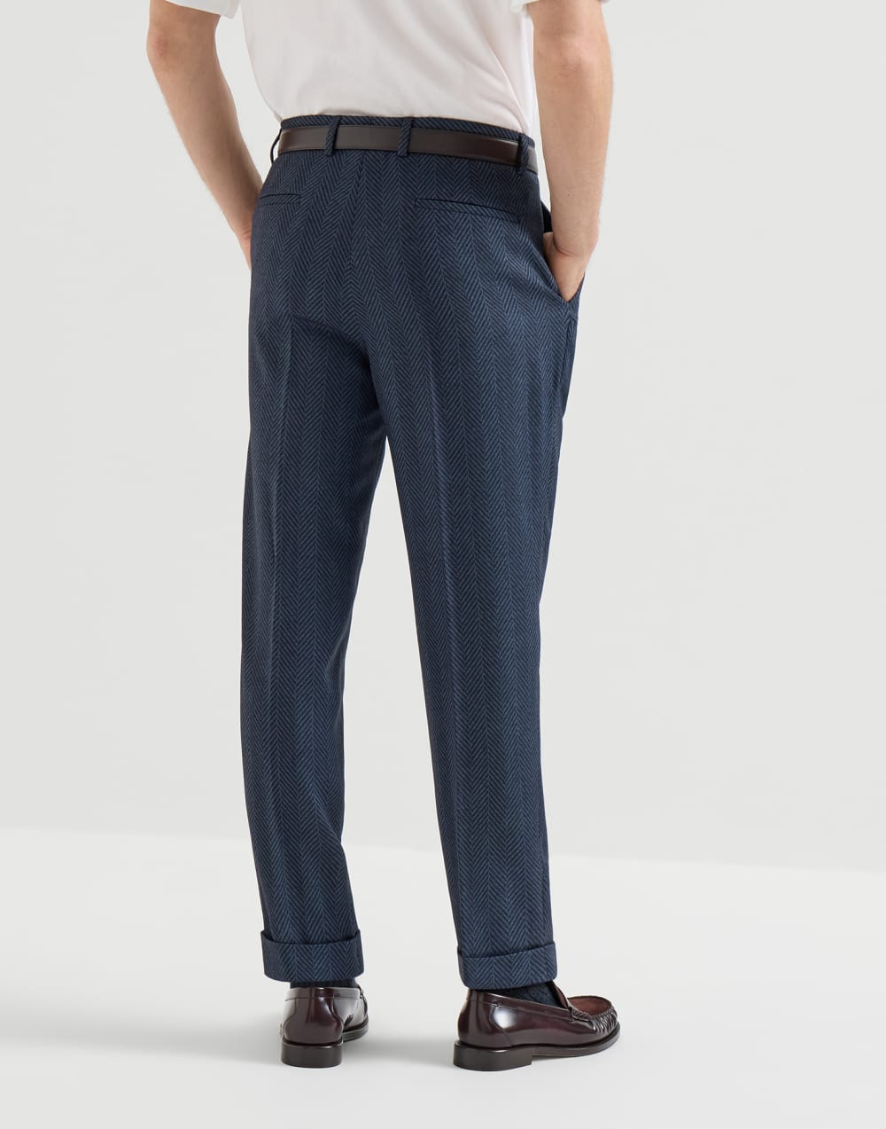 Chevron trousers Navy Blue Man - Brunello Cucinelli