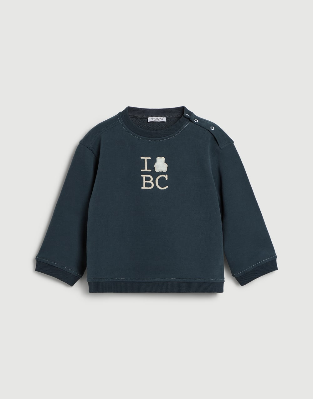 Bernie 嬰幼兒棉質絨面上衣 藍色 嬰幼兒 - Brunello Cucinelli