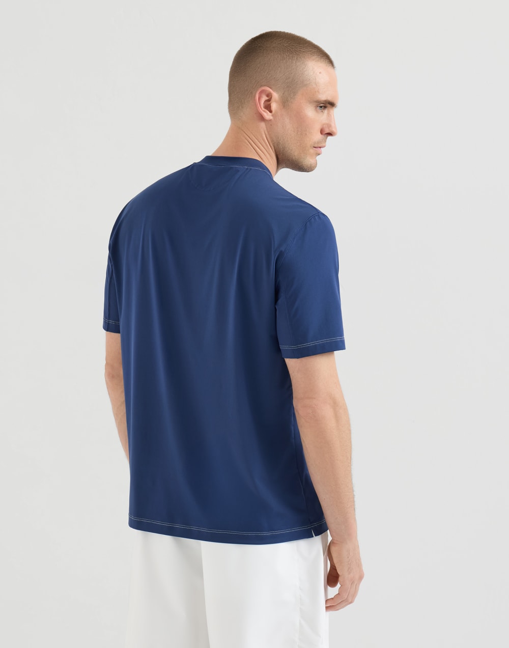 Crew-neck T-shirt Avio Blue Man - Brunello Cucinelli