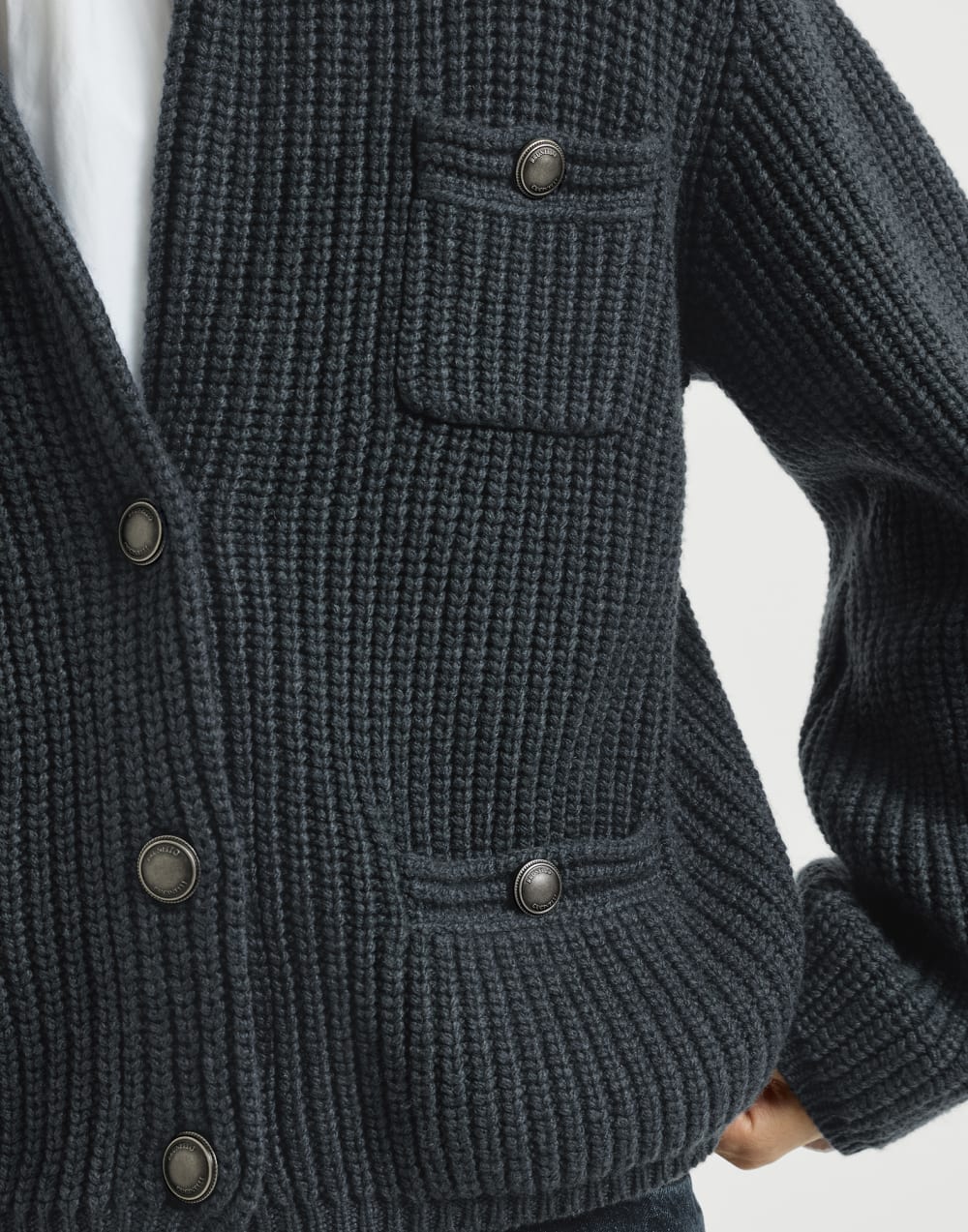 Cashmere Feather yarn cardigan Blue Woman - Brunello Cucinelli