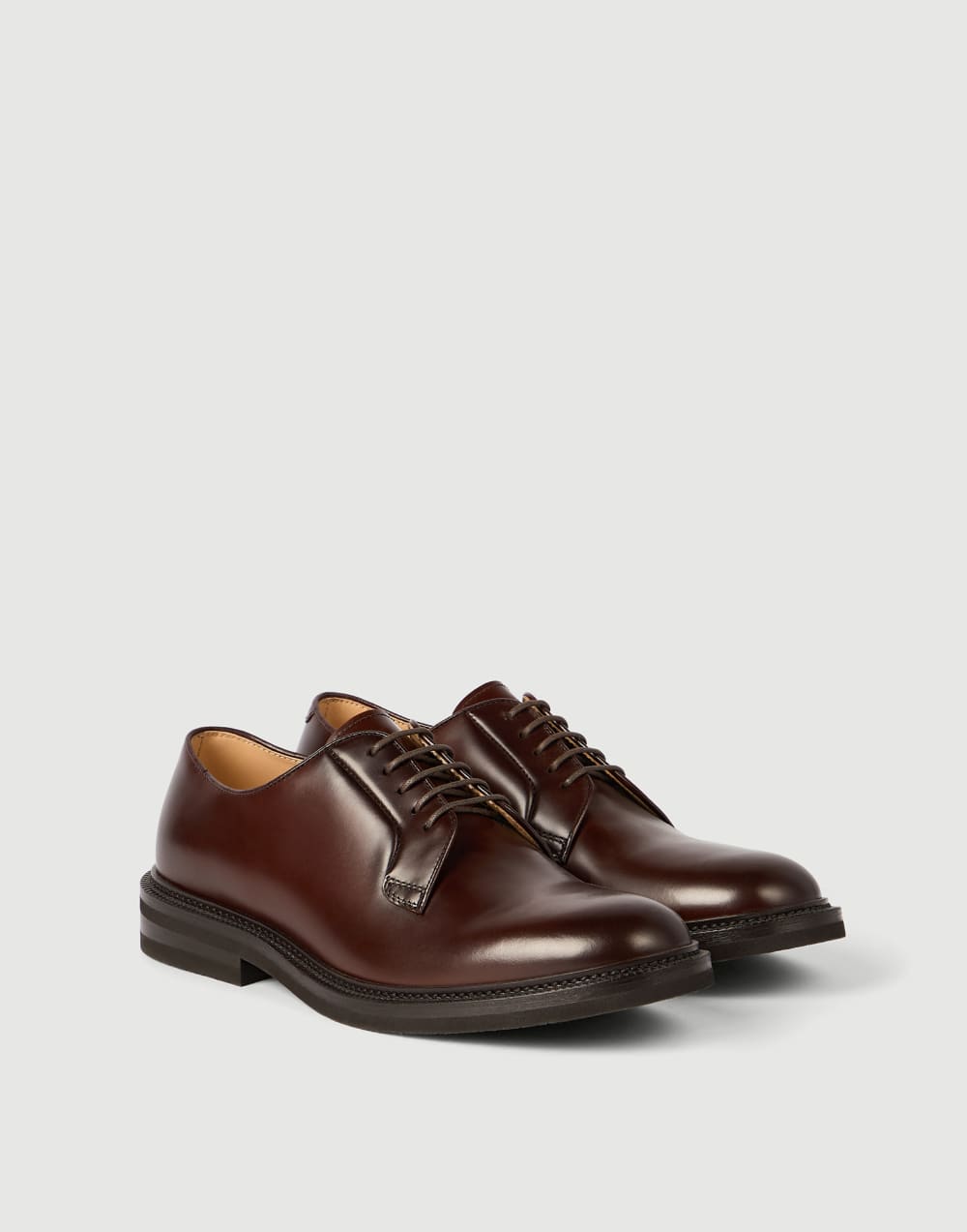 Aged calfskin Derbys Chestnut Man - Brunello Cucinelli