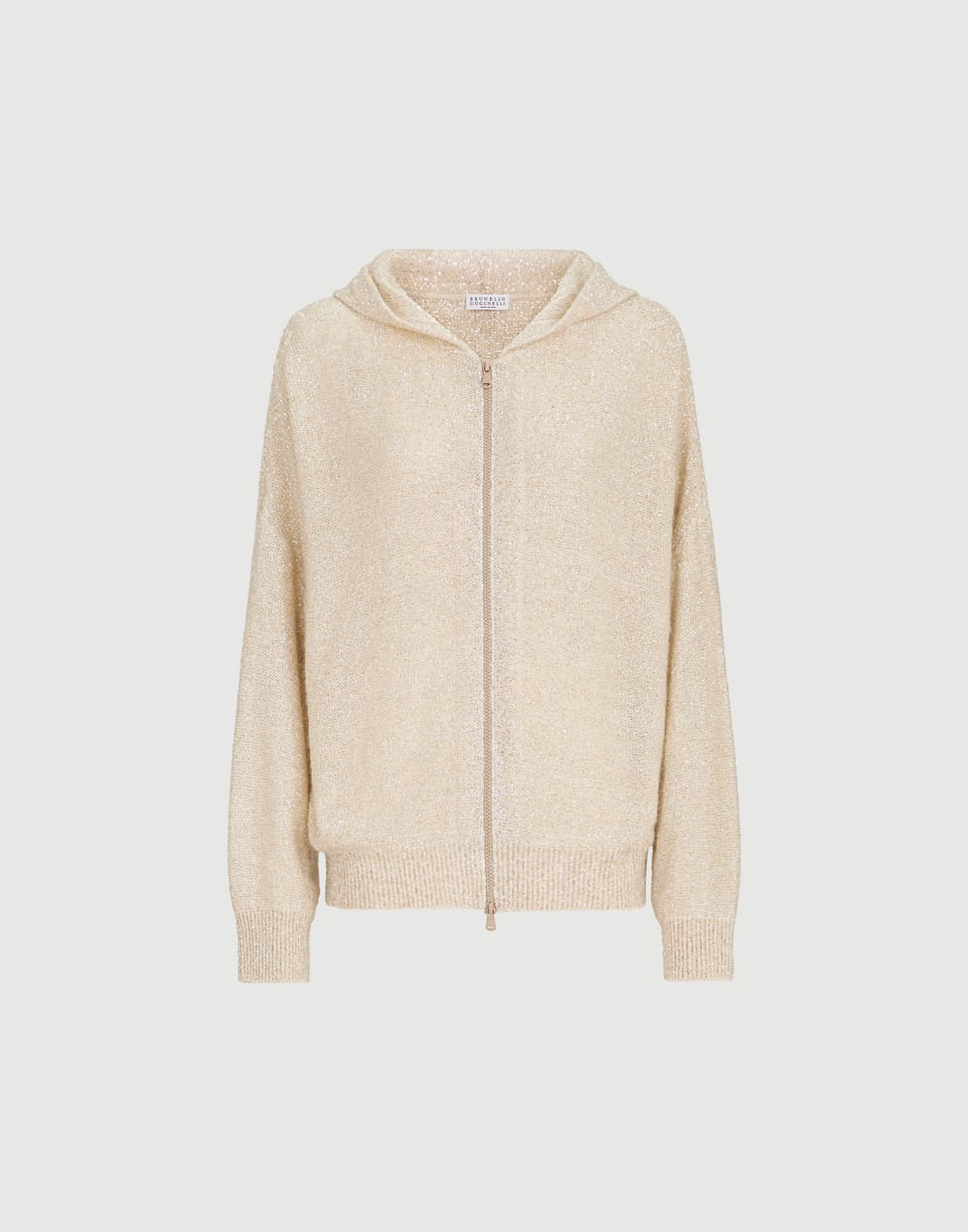 Mohair and wool dazzling texture cardigan Vanilla Woman - Brunello Cucinelli