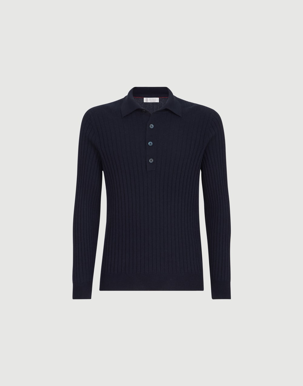 Cashmere knit polo shirt Navy Blue Man - Brunello Cucinelli