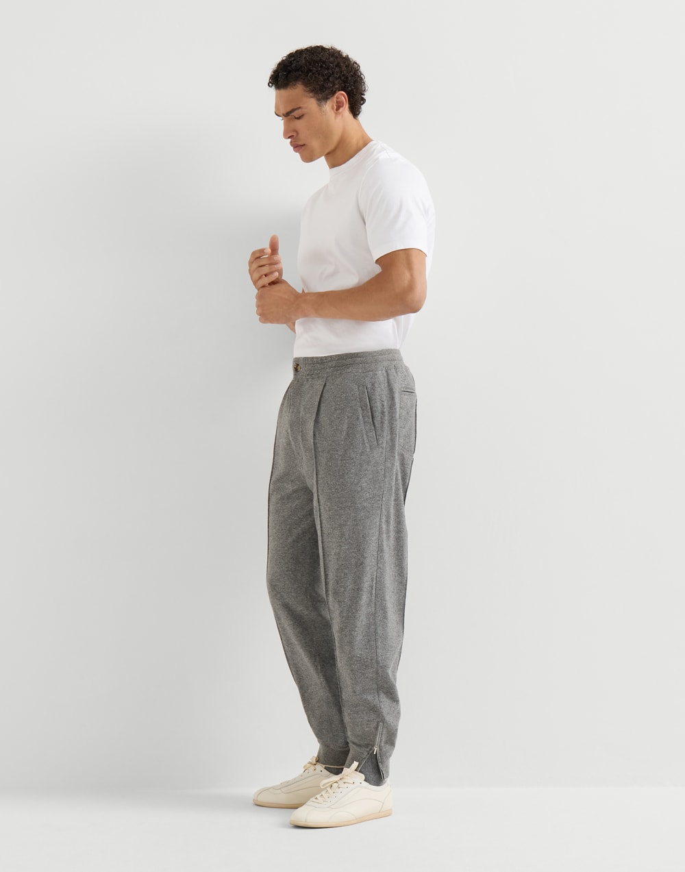 Pantalón en punto de cachemir Gris Piedra Hombre - Brunello Cucinelli