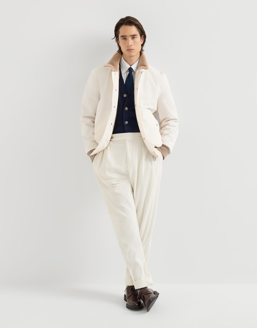 Bonded nylon aviator jacket White Man - Brunello Cucinelli