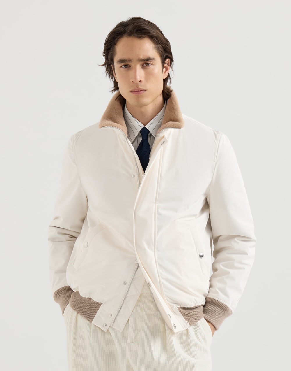 Bonded nylon aviator jacket White Man - Brunello Cucinelli