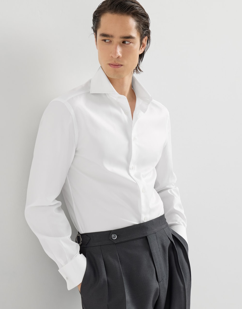 Sea Island cotton shirt White Man - Brunello Cucinelli