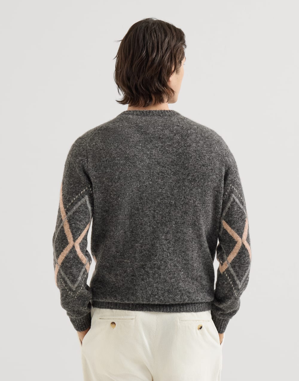 Argyle intarsia sweater Dark Grey Man - Brunello Cucinelli
