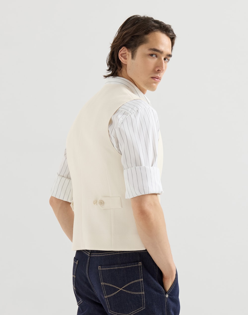 One-and-a-half-breasted waistcoat Panama Man - Brunello Cucinelli