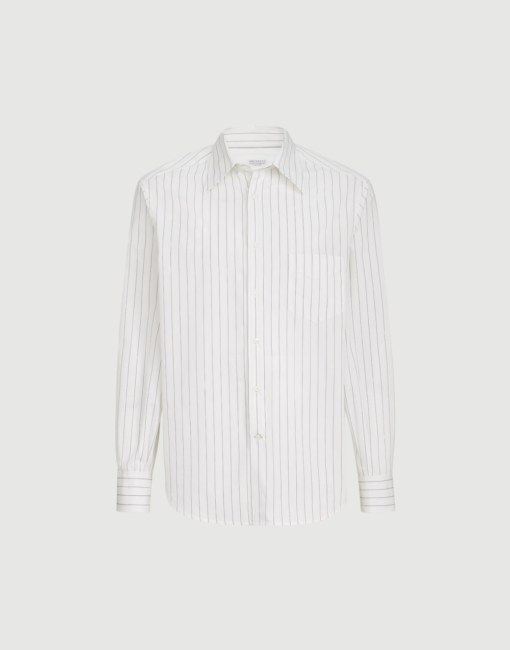 Pinstripe poplin shirt White Man - Brunello Cucinelli
