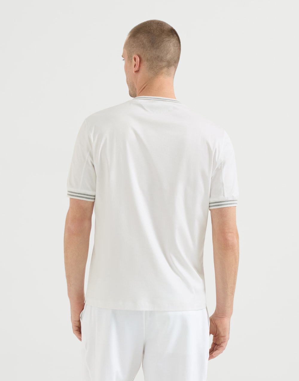 T-shirt with logo White Man - Brunello Cucinelli