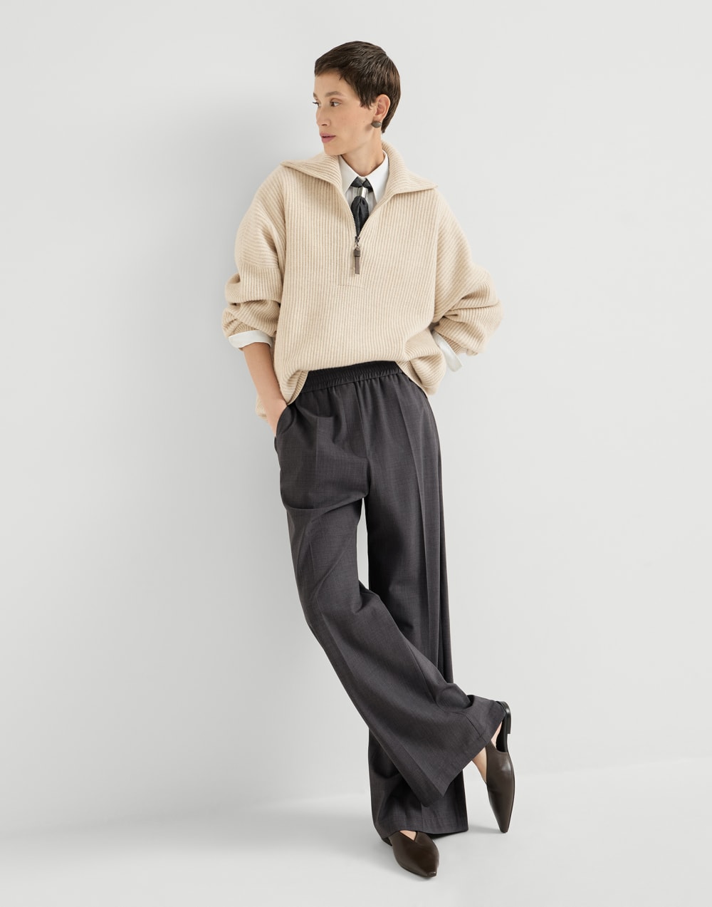 Loose Track trousers Lignite Grey Woman - Brunello Cucinelli