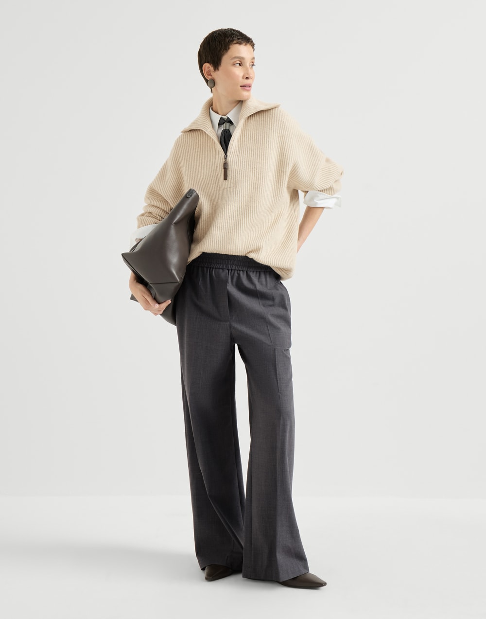 Loose Track trousers Lignite Grey Woman - Brunello Cucinelli