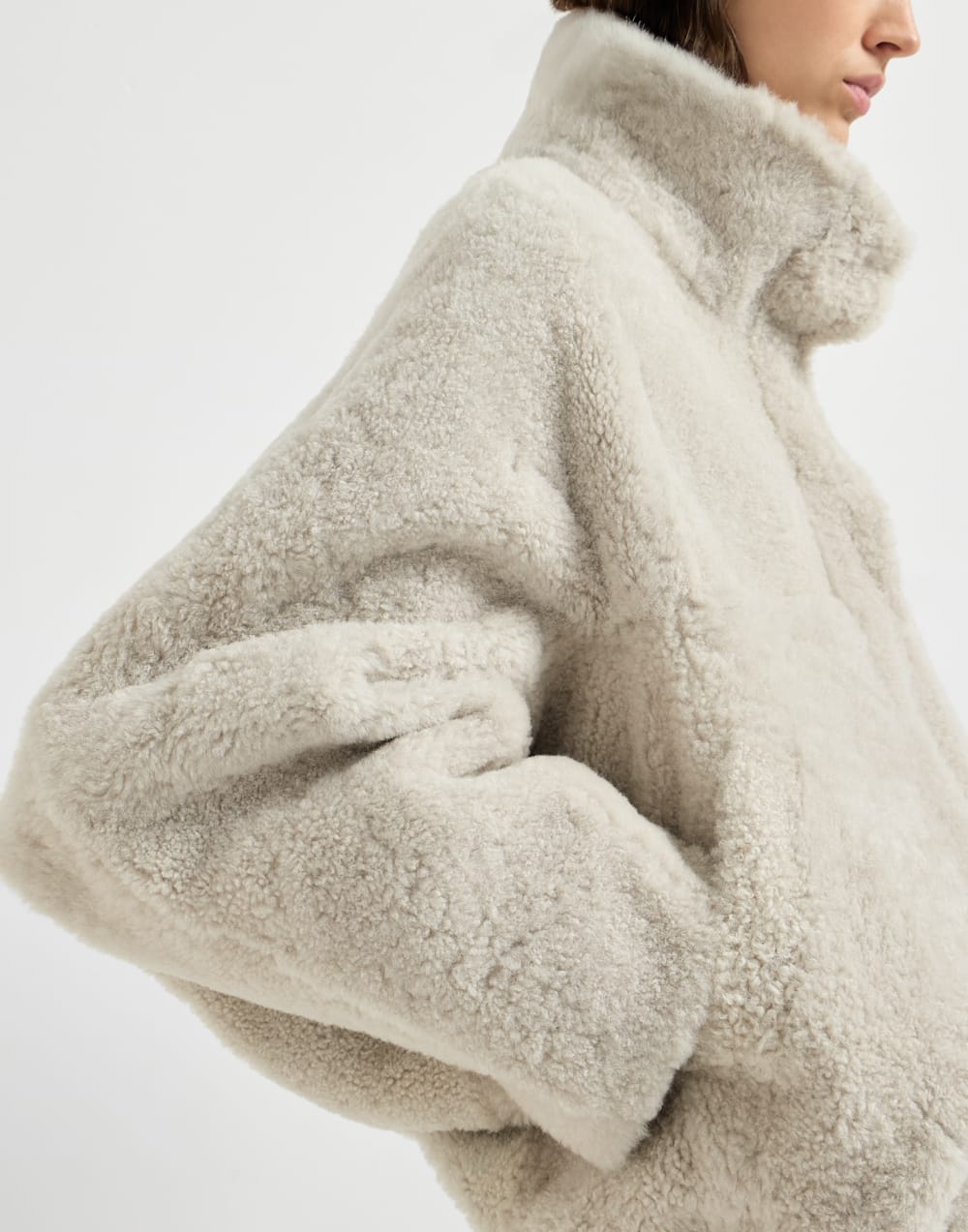 Jacke aus Fuzzy-Shearling Grau Damen - Brunello Cucinelli