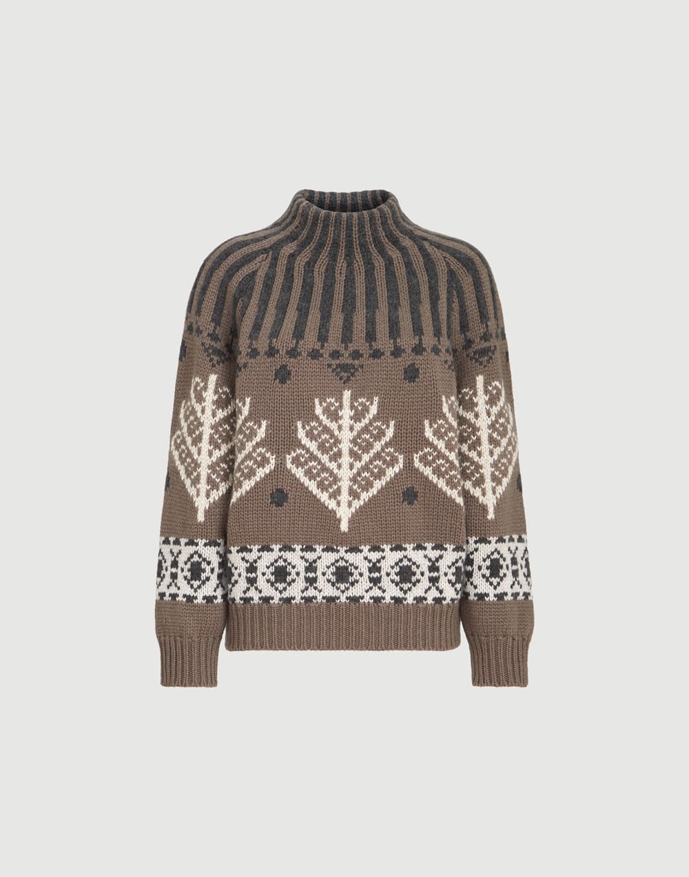 Nordic heritage high-neck sweater Light Brown Woman - Brunello Cucinelli