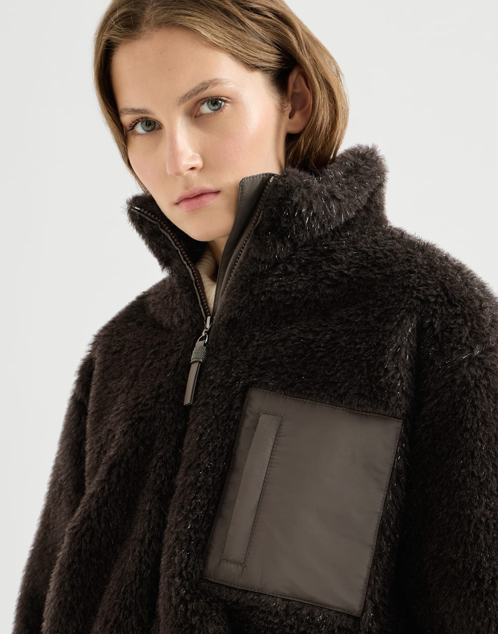 Vêtement d’extérieur Crop avec Monile Café Femme - Brunello Cucinelli