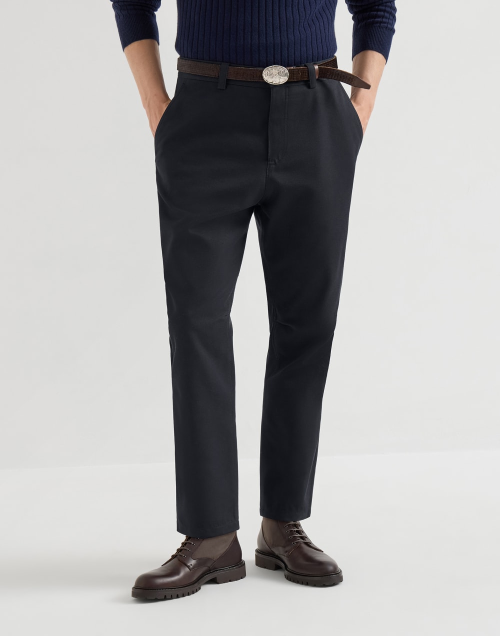 Gabardine ergonomic trousers Blue Man - Brunello Cucinelli