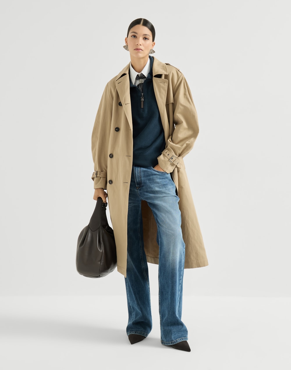 English rib knit cardigan Blue Woman - Brunello Cucinelli