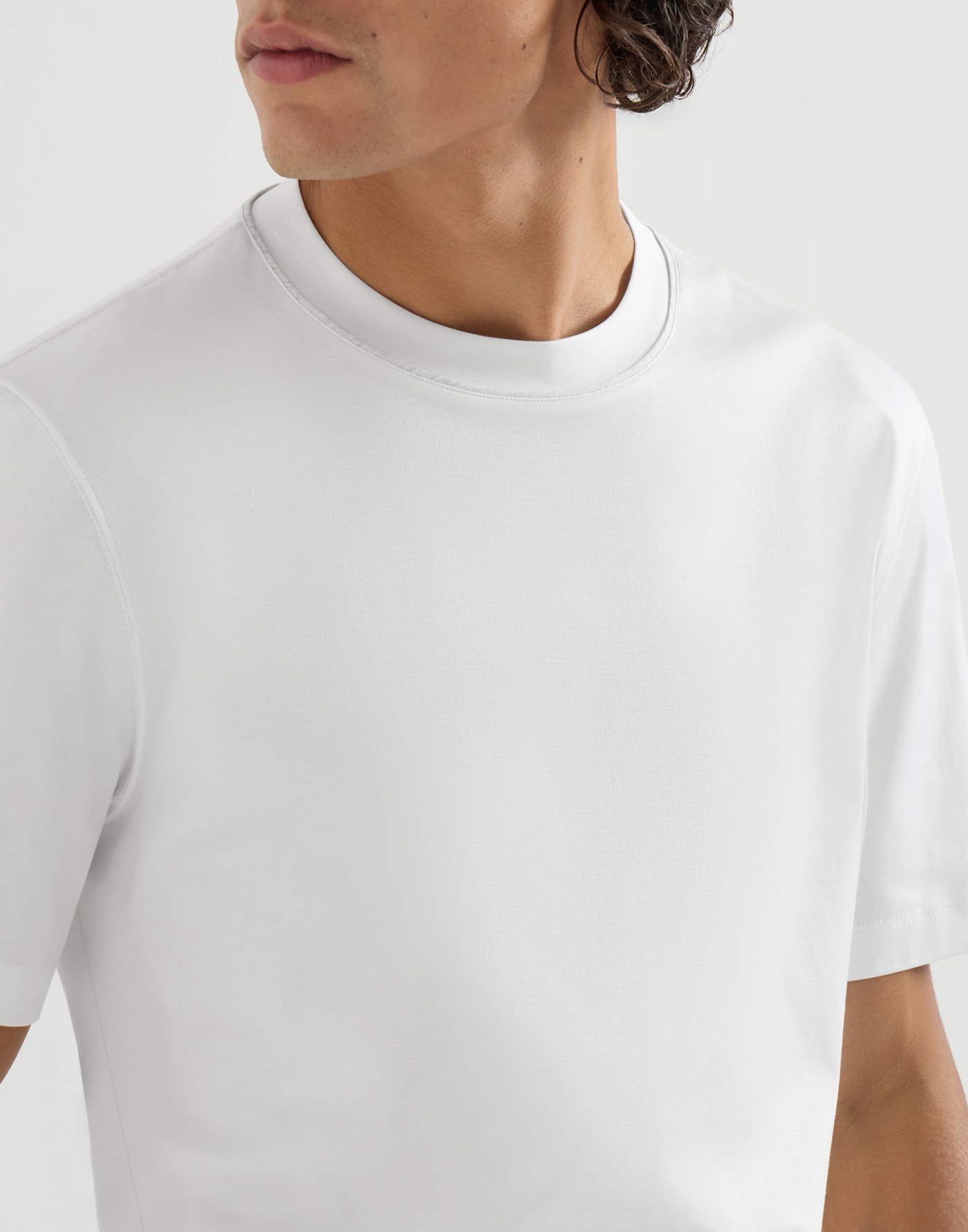 Cotton jersey T-shirt with piping White Man - Brunello Cucinelli