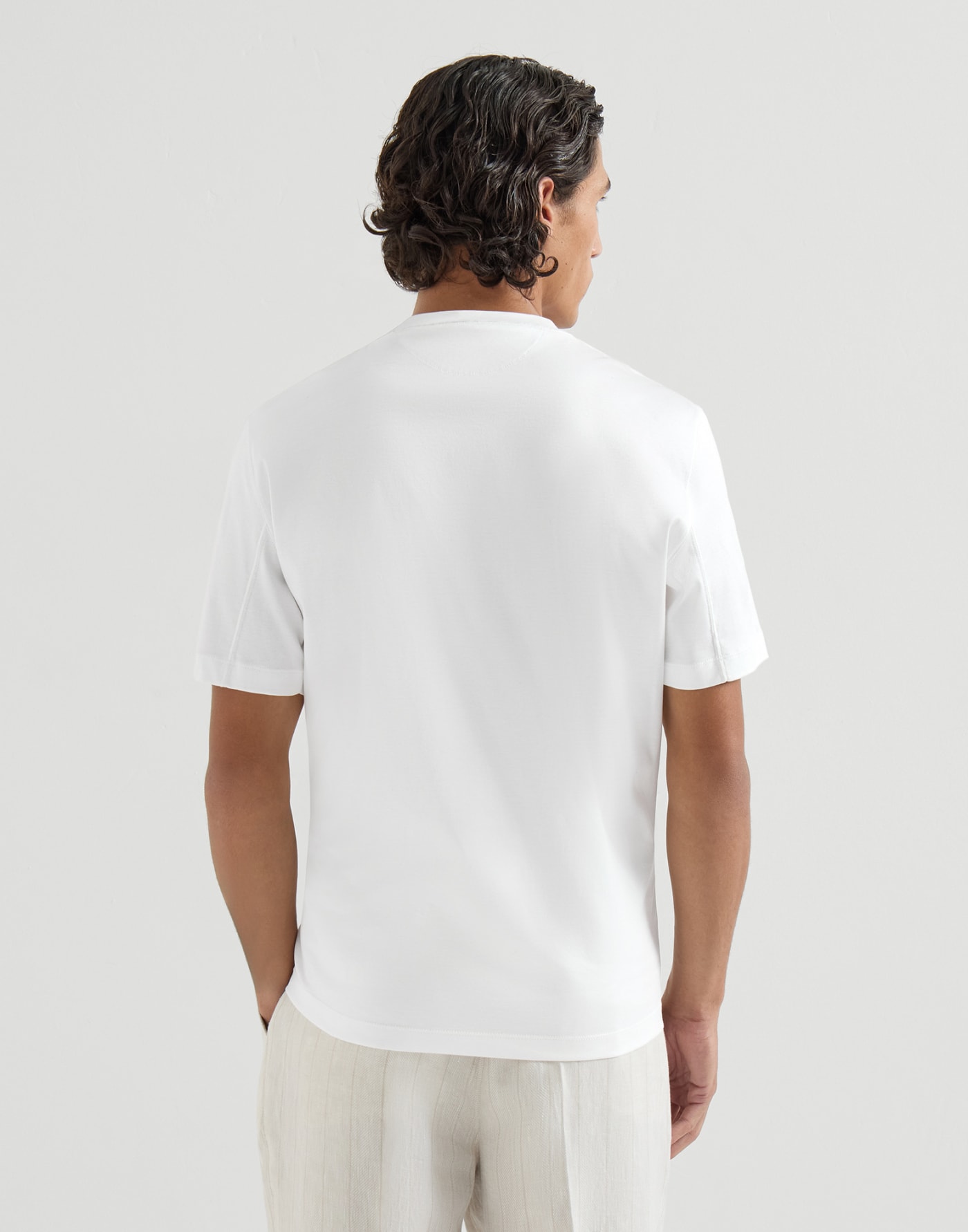 Cotton jersey T-shirt with piping White Man - Brunello Cucinelli