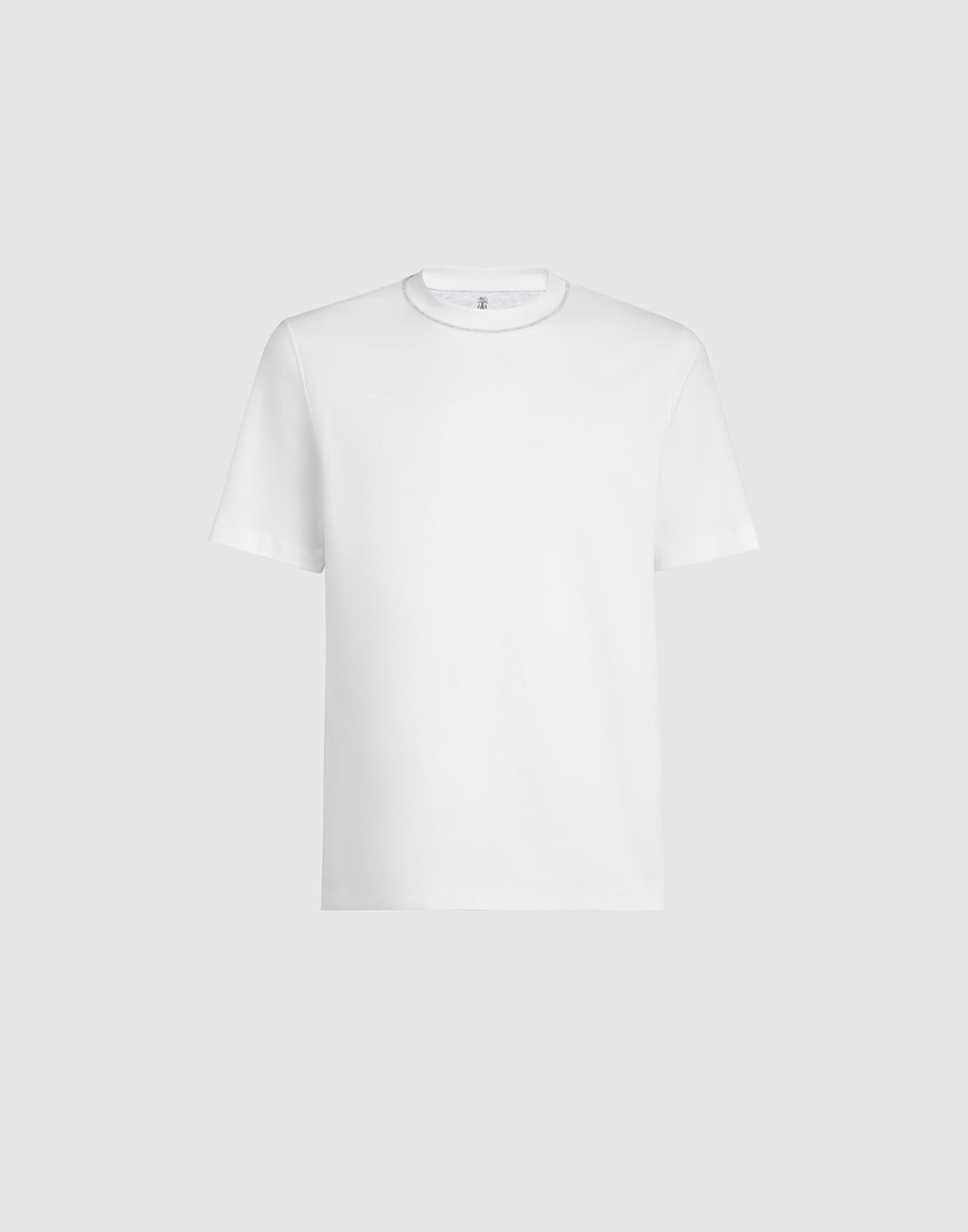Cotton jersey T-shirt with piping White Man - Brunello Cucinelli