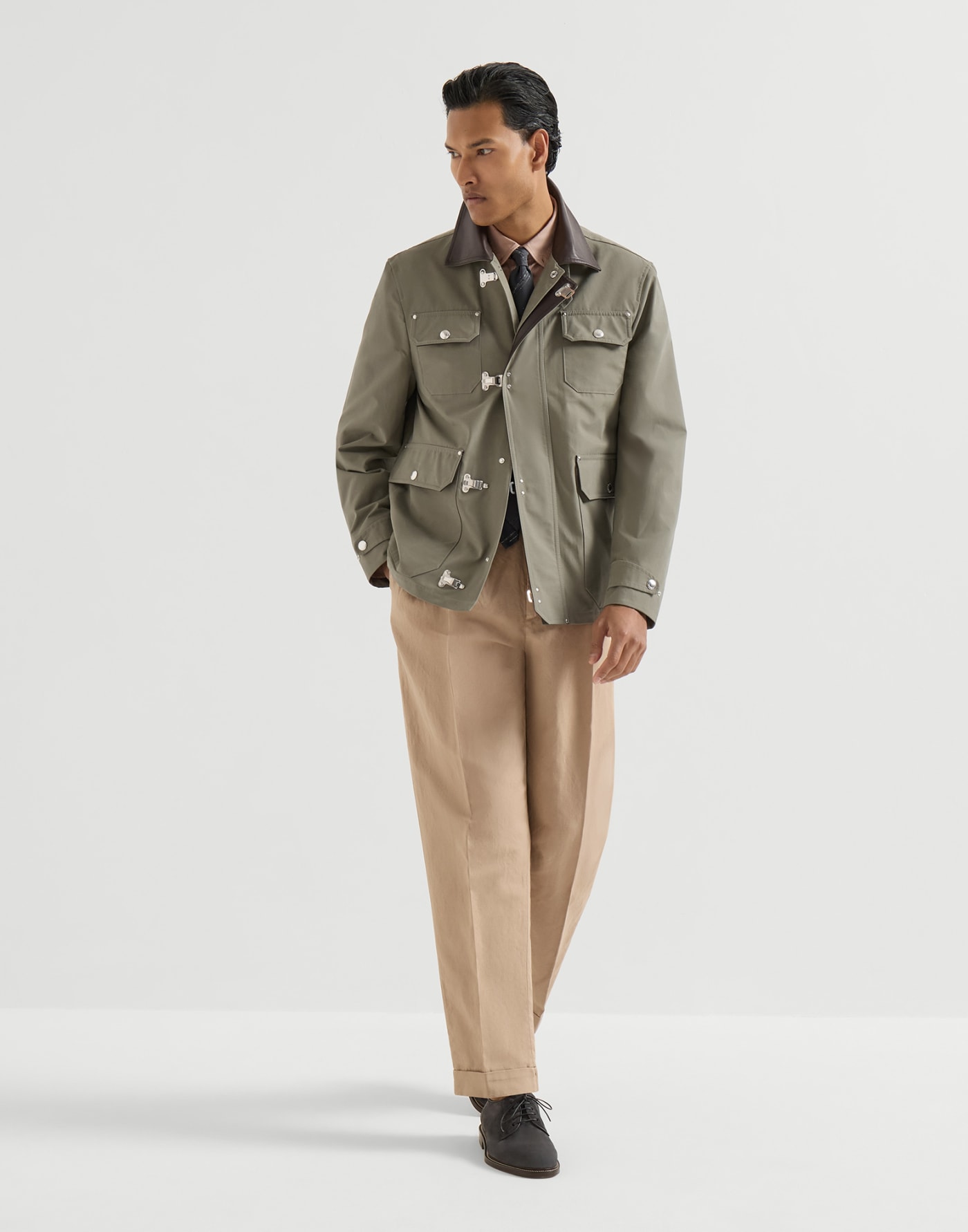 Cotton and linen trousers Tobacco Man - Brunello Cucinelli