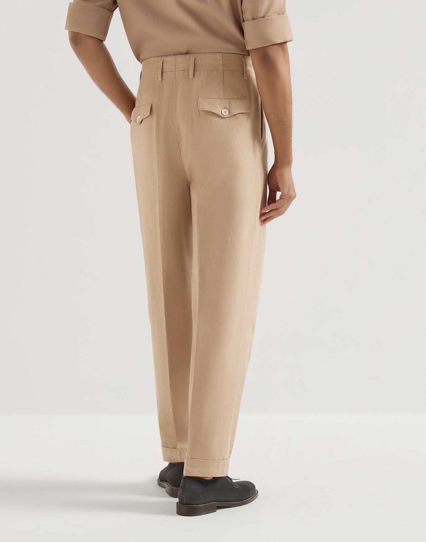 Cotton and linen trousers Tobacco Man - Brunello Cucinelli