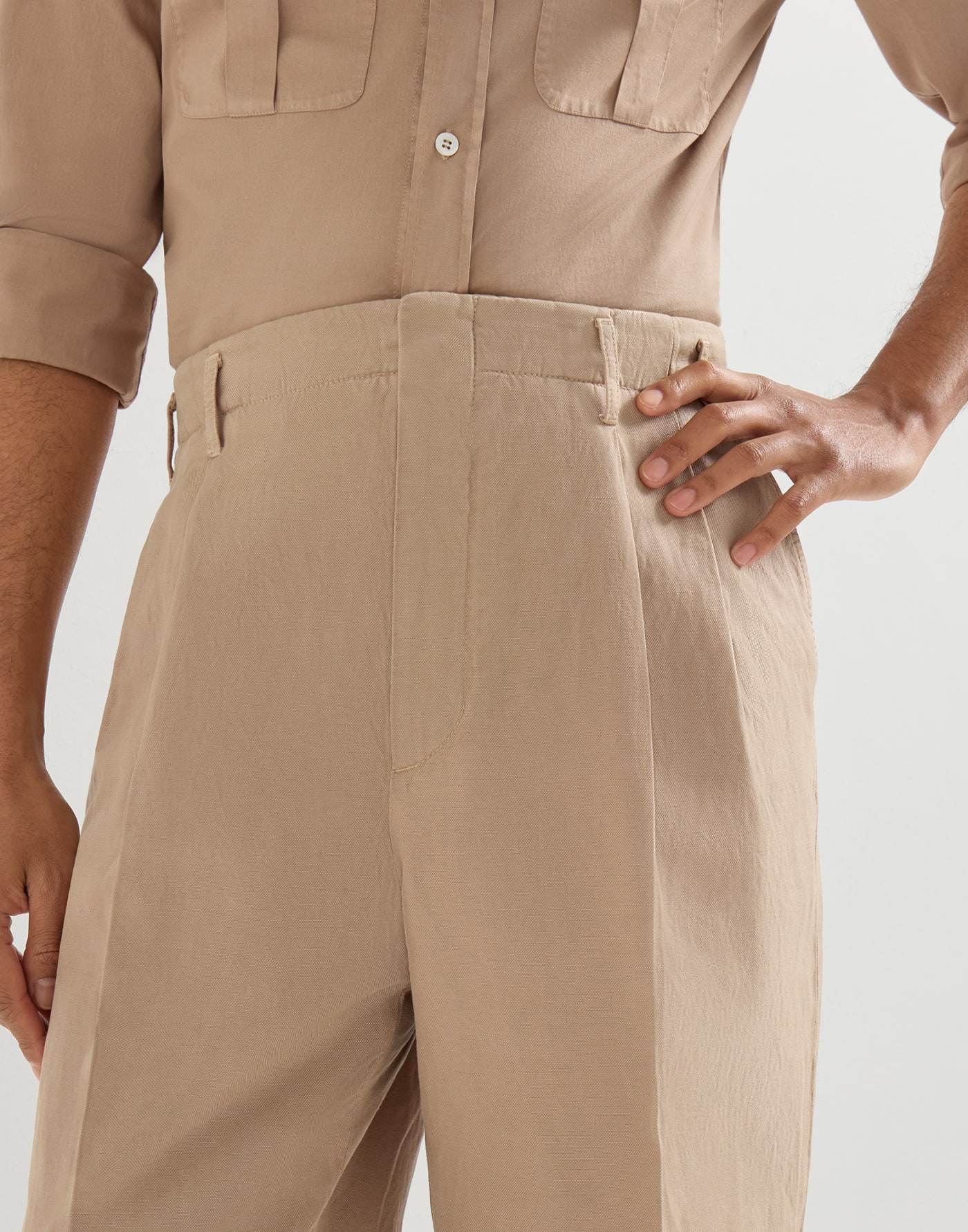 Cotton and linen trousers Tobacco Man - Brunello Cucinelli