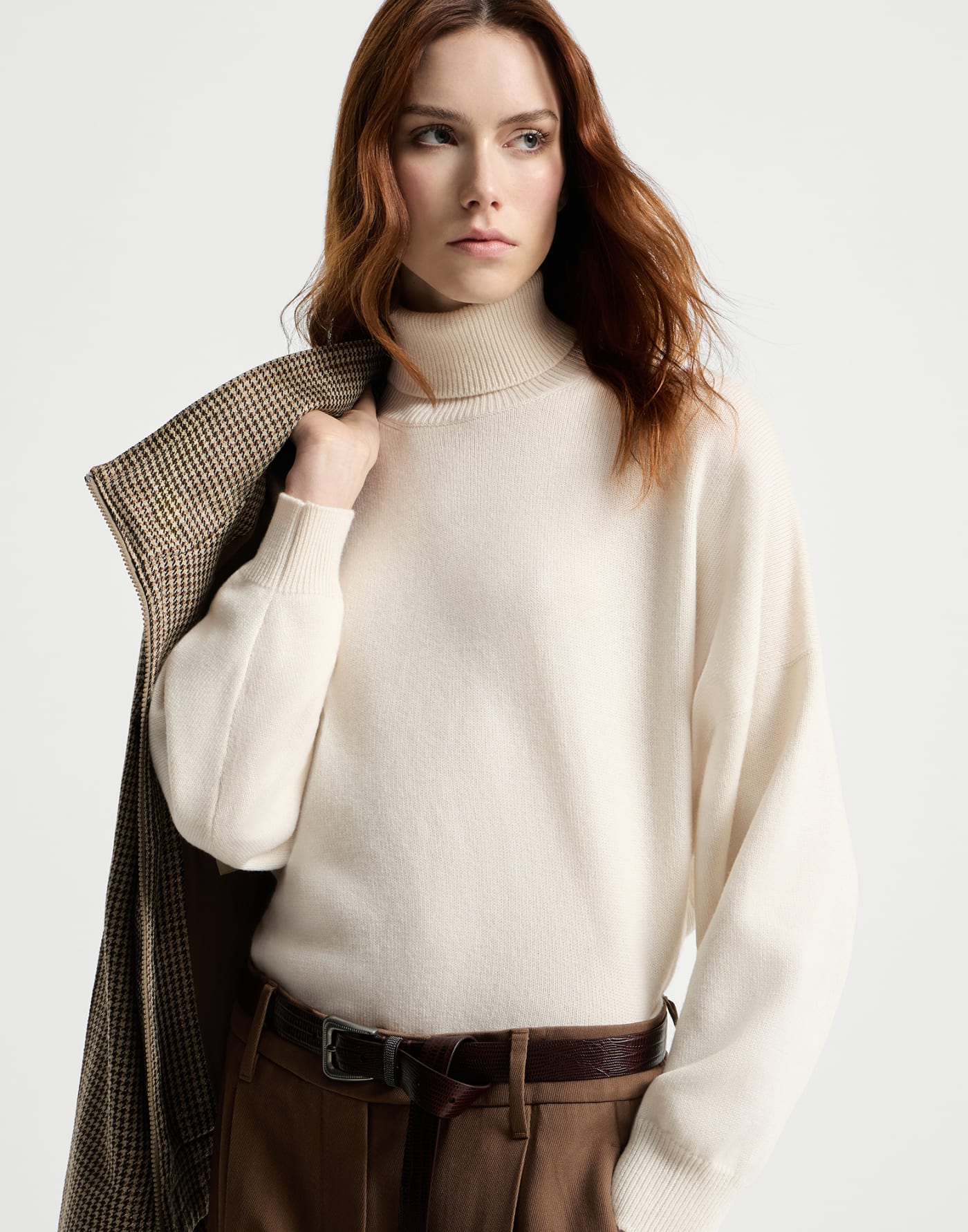 Jersey cuello alto de cachemir Mantequilla Mujer - Brunello Cucinelli