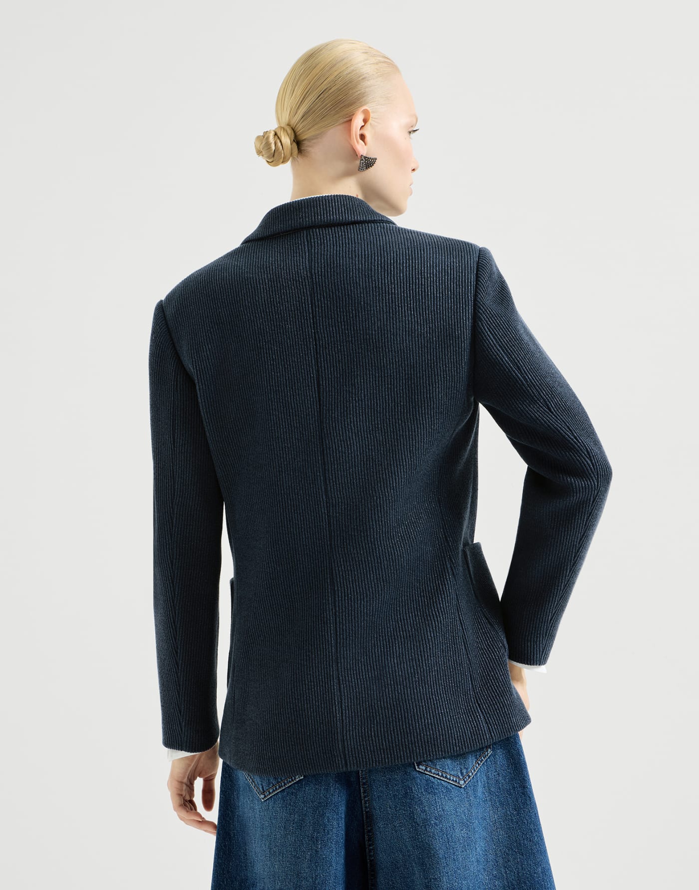 Sparkling knit blazer Blue Woman - Brunello Cucinelli