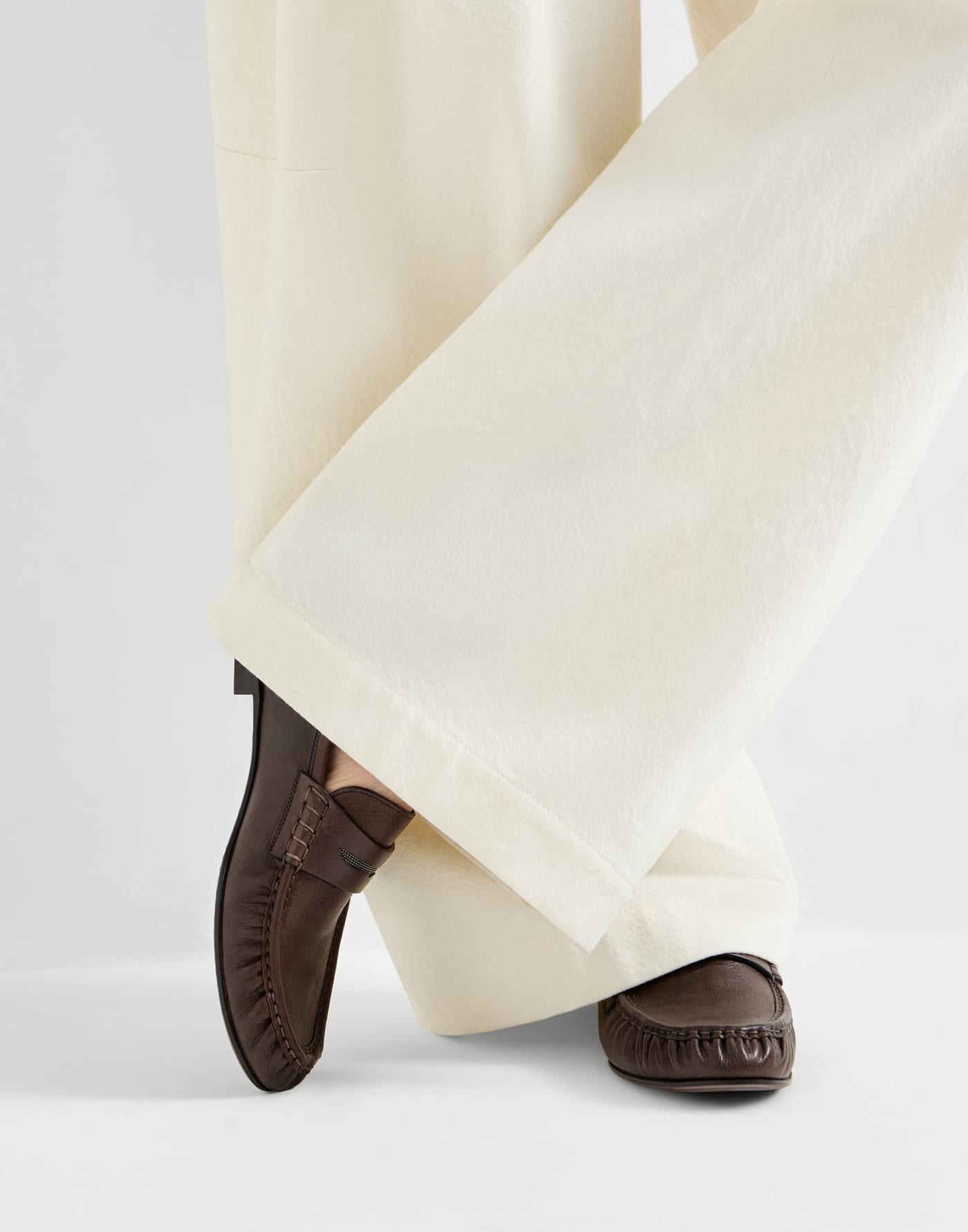 Riding calfskin penny loafers Cocoa Woman - Brunello Cucinelli