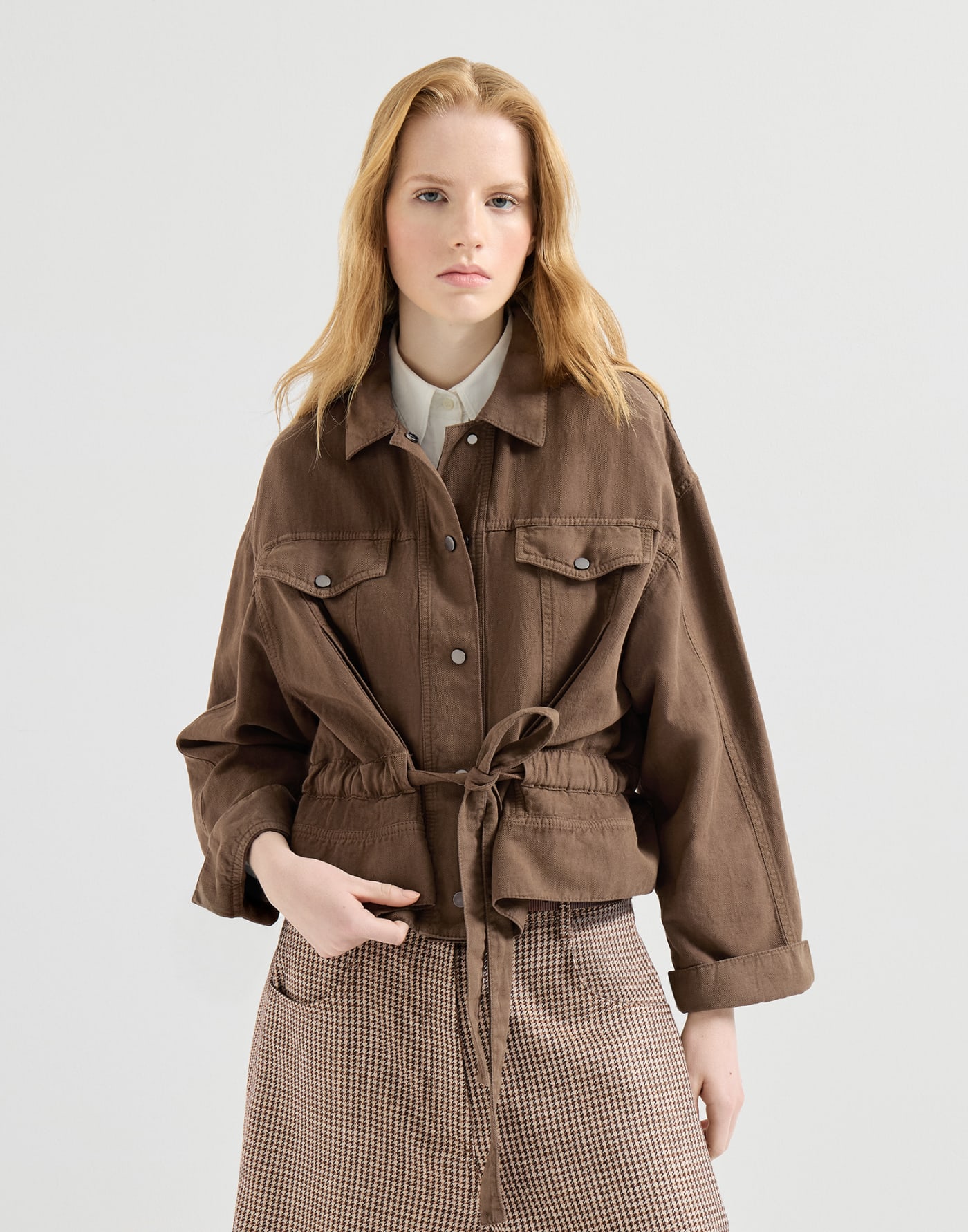Garment-dyed cover outerwear jacket Cigar Woman - Brunello Cucinelli